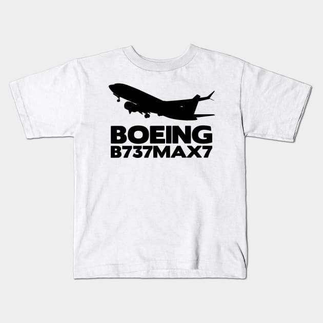 Boeing B737Max7 Silhouette Print (Black) Kids T-Shirt by TheArtofFlying